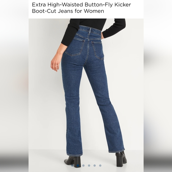 EUC Old Navy Extra High-Waisted Button-Fly Kicker Boot-Cut Jeans - Picture 5 of 6